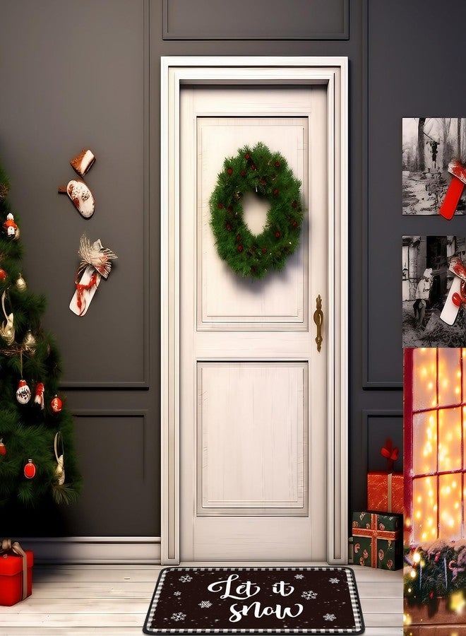 Suttmin 2 Pieces Winter Kitchen Rugs Set Let It Snow Kitchen Mats Snowflake Snowman Rugs for Winter Home Holiday Decor, 17 x 29 Inches, 17 x 47 Inches(Black) - Image 5
