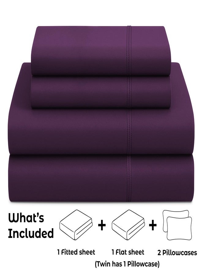 Pure Bedding Bed Sheets - Queen Sheet Set [4-Piece, Purple] - Hotel Luxury 1800 Brushed Microfiber - Soft and Breathable - Deep Pocket Fitted Sheet, Flat Sheet, Pillow Cases - Image 2