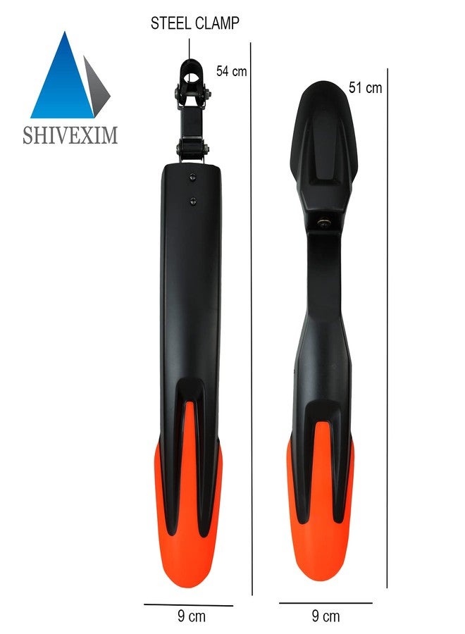 ShivExim® New Unbreakable Bicycle Dual Tone Front & Rear Mudguard with Steel Clamp Full Length (Orange) - Image 3