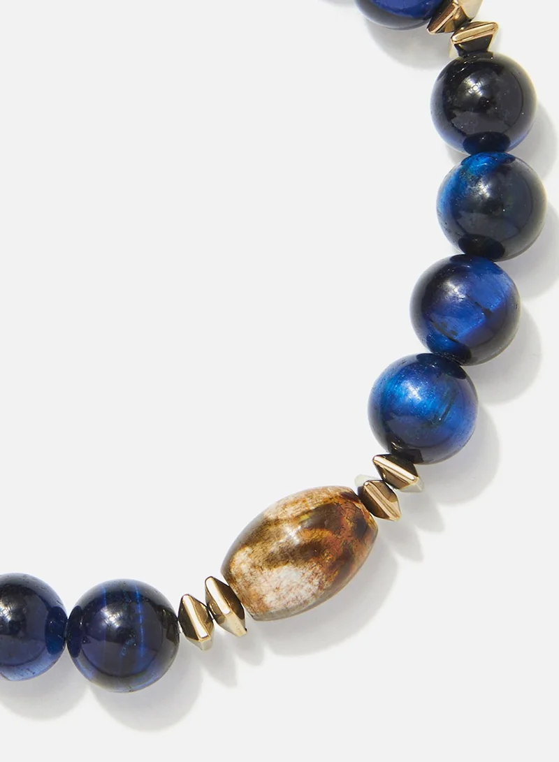 كريسوستوموس Handmade Beaded Bracelet for Men with Glossy Tigerâ€™s Eye