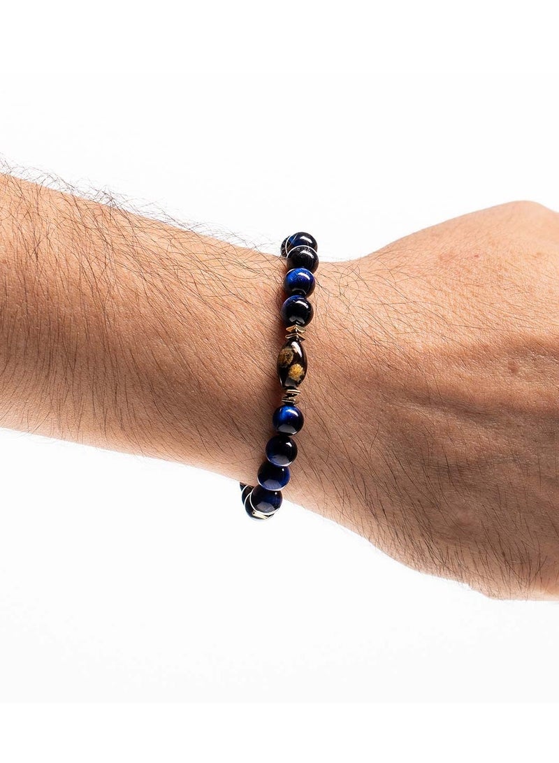 CHRYSOSTOMOS Handmade Beaded Bracelet for Men with Glossy Tigerâ€™s Eye - Image 3