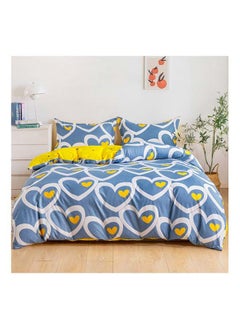 RISHAHOME 4-Piece Single Size Duvet Cover Set Microfibre Corduroy 1 Duvet Cover 160x210 cm; 1 Fitted Sheet 120x200x25 cm; 2 Pillow Cover 48x74cm Multicolor  - Image 1