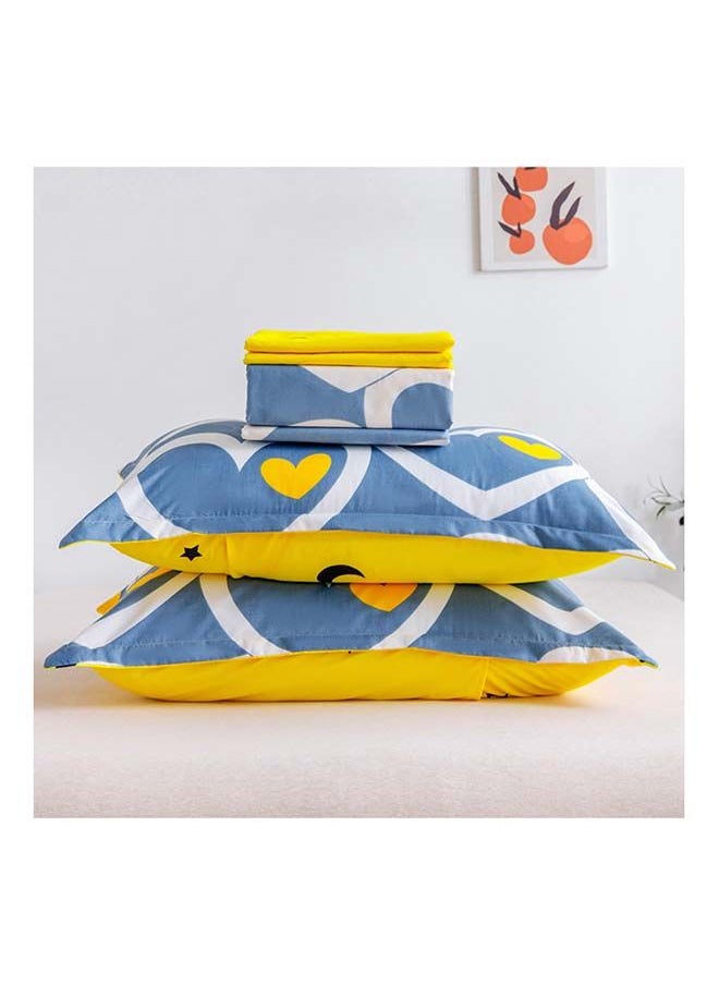 RISHAHOME 4-Piece Single Size Duvet Cover Set Microfibre Corduroy 1 Duvet Cover 160x210 cm; 1 Fitted Sheet 120x200x25 cm; 2 Pillow Cover 48x74cm Multicolor  - Image 2