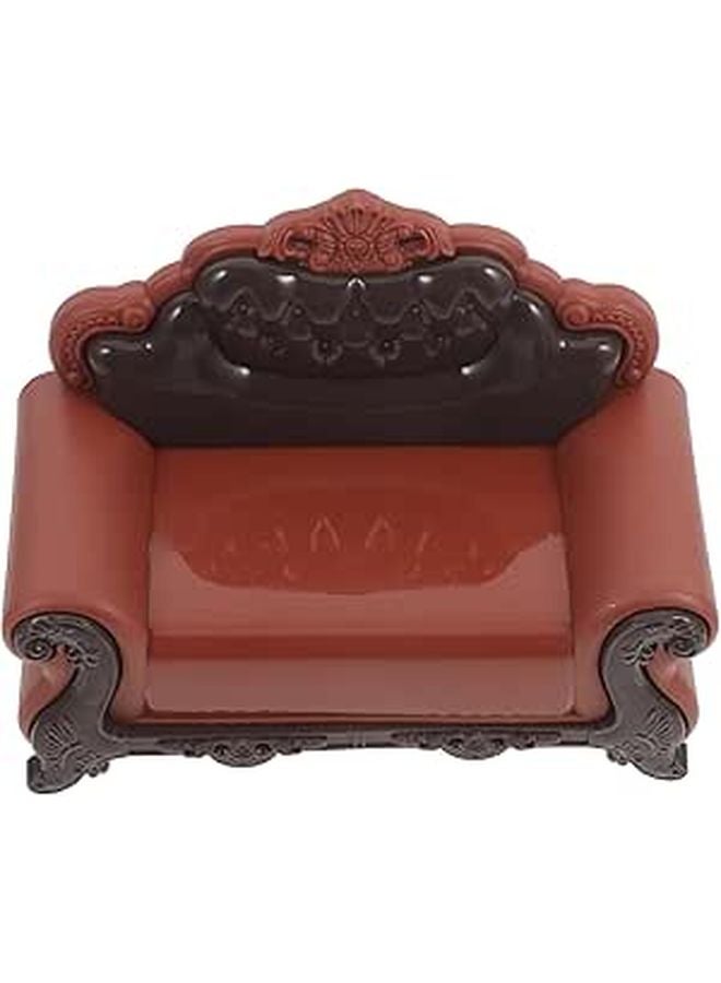 Miniature Dollhouse Sofa Chair Deep Brown Vintage European Style Furniture Model - Image 1