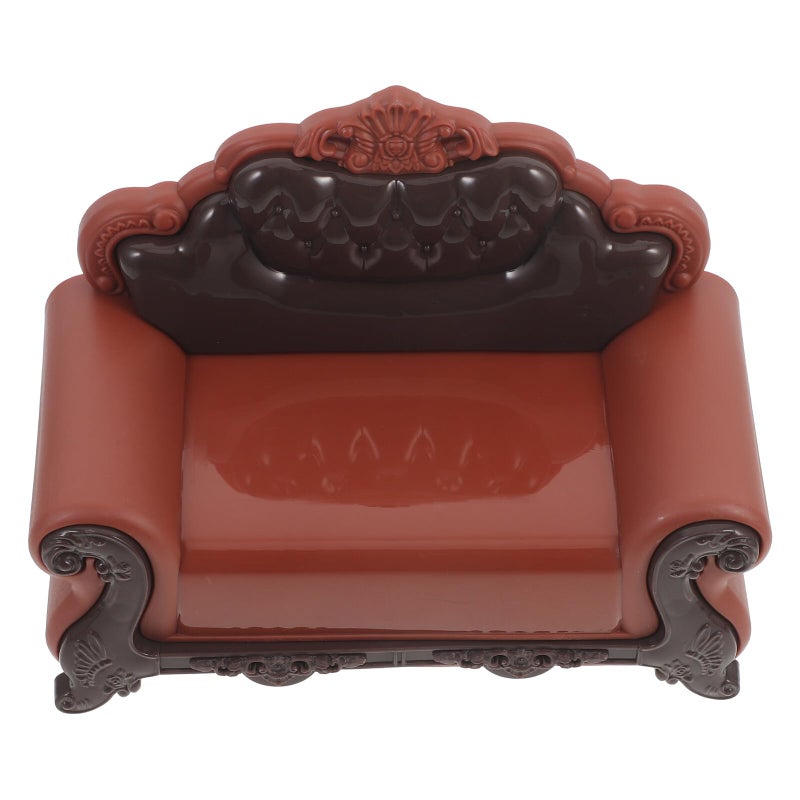 Miniature Dollhouse Sofa Chair Deep Brown Vintage European Style Furniture Model - Image 2