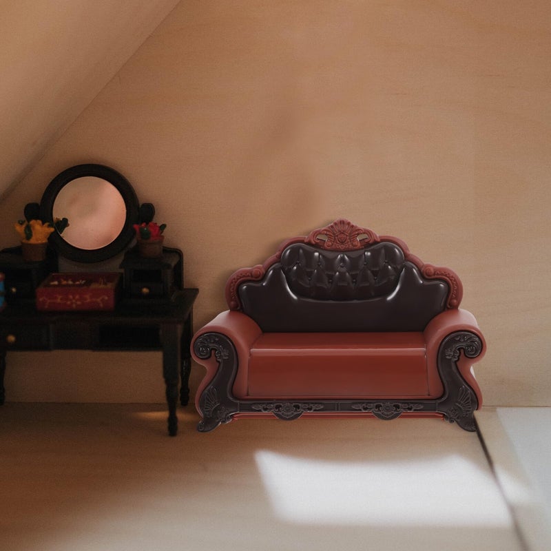Miniature Dollhouse Sofa Chair Deep Brown Vintage European Style Furniture Model - Image 3