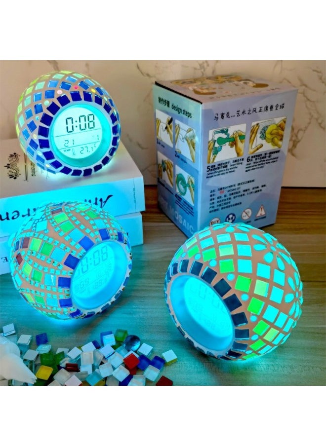 Generic - Handmade Diy Material Bag Mosaic Alarm Clock Clock Children's Educational Toys Suit Creative Desktop Ornaments 3-Color:Triangular Colorful Alarm Clock Material Pack - Image 1