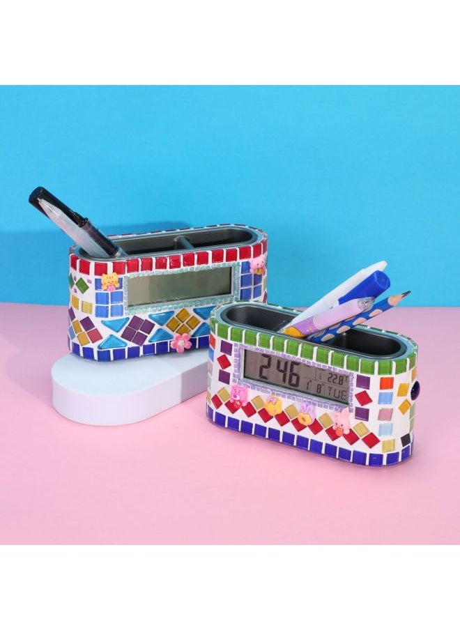 Generic - Handmade Diy Material Bag Mosaic Alarm Clock Clock Children's Educational Toys Suit Creative Desktop Ornaments 3-Color:Triangular Colorful Alarm Clock Material Pack - Image 1