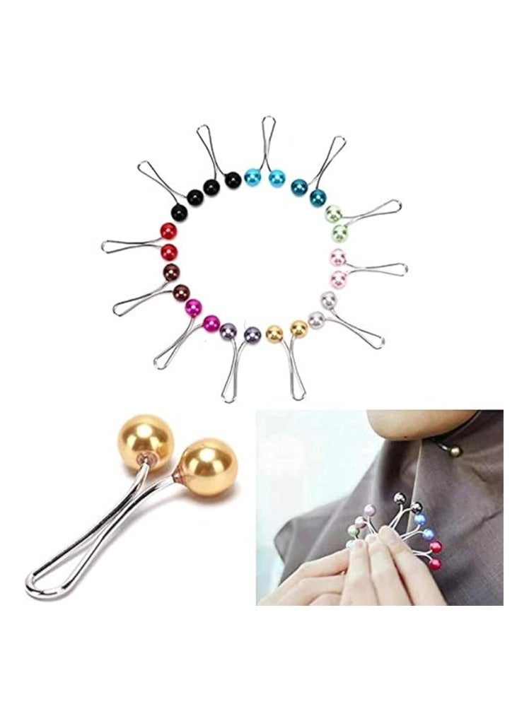 Sky Shine 12PCS Premium Hijab Pins – Crystal & Pearl Brooch Pins for Scarves, Headscarves, Shawls, Wedding Dresses & Abayas – Decorative Safety Clips - Image 1