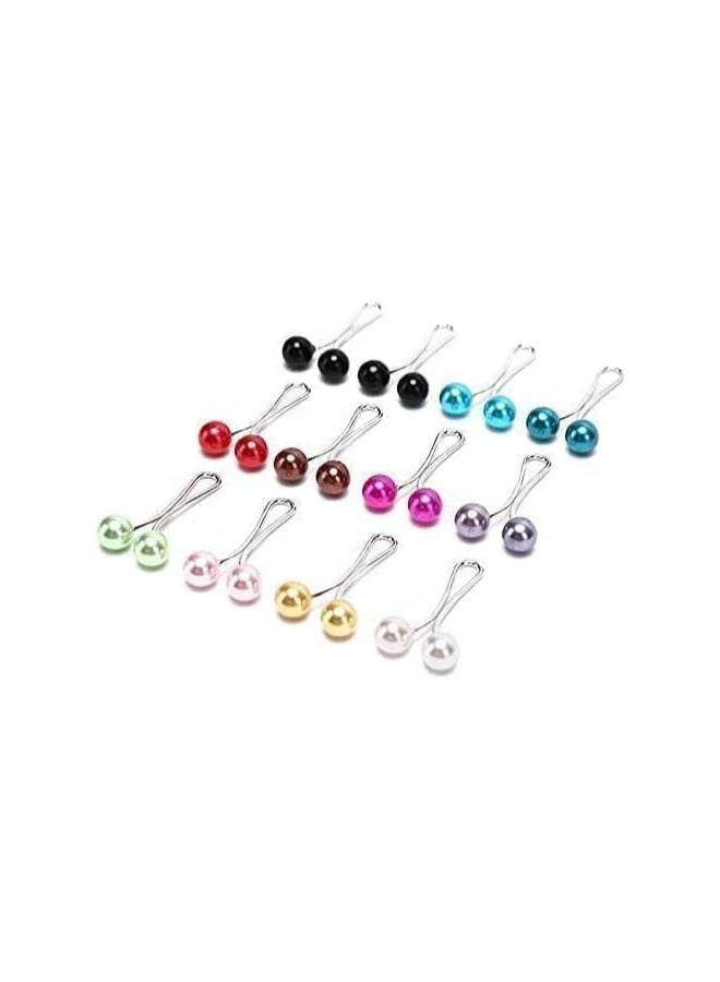 Sky Shine 12PCS Premium Hijab Pins – Crystal & Pearl Brooch Pins for Scarves, Headscarves, Shawls, Wedding Dresses & Abayas – Decorative Safety Clips - Image 3