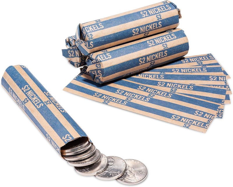 Manaloom 1000 Flat Coin Wrappers, Nickels Coins Holder, Convenient Nickel Storage Coin Wrapper - 1000 Pack - Image 1