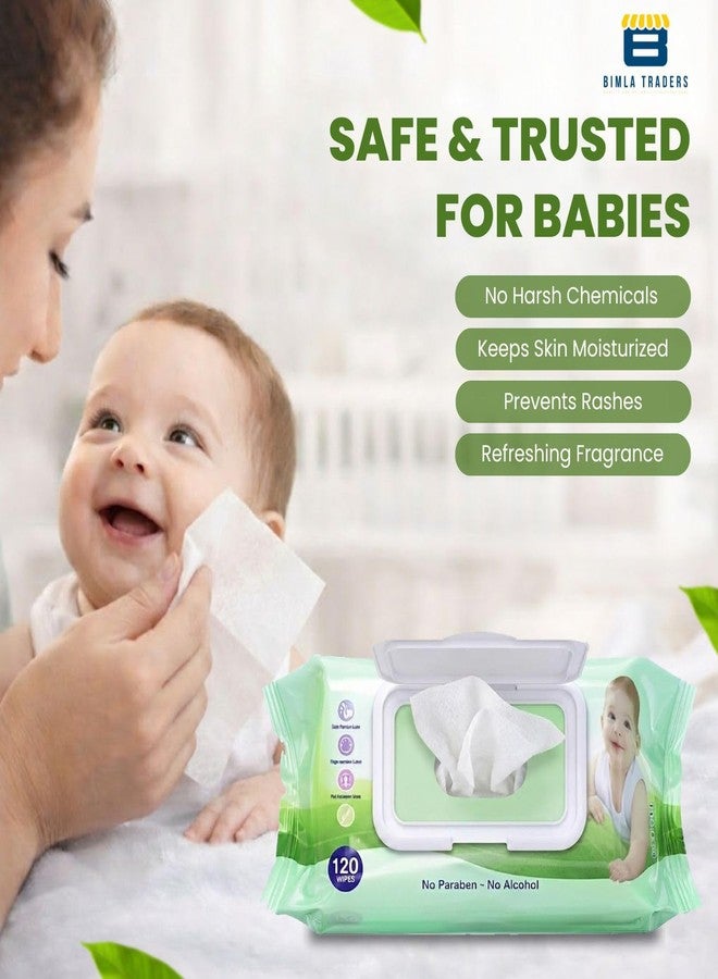 Btag Soft Natural Baby Wipes | Natural & Gentle Care | Ultra-Soft, Baby-Friendly Wet Wipes for Daily Use 120 Piece Pack (Pack of - 5) - Image 3