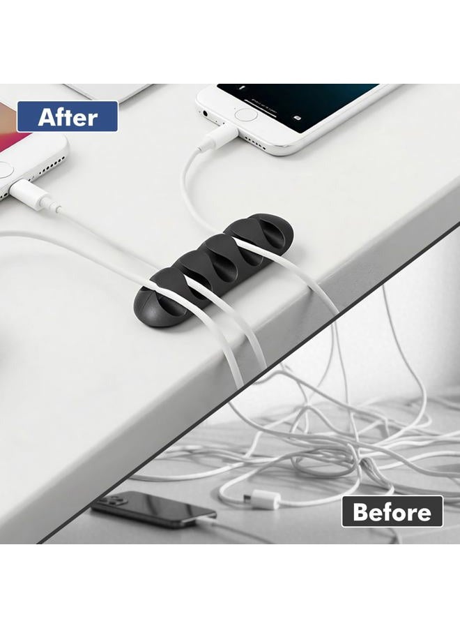 Flezoo Cable Clips Cord Holder - 18 PCS Black Adhesive Phone Cord Organizer Charger Holder Cable Wire Management Clips Keeper for Nightstand, Desk, Office or Mouse - Image 5