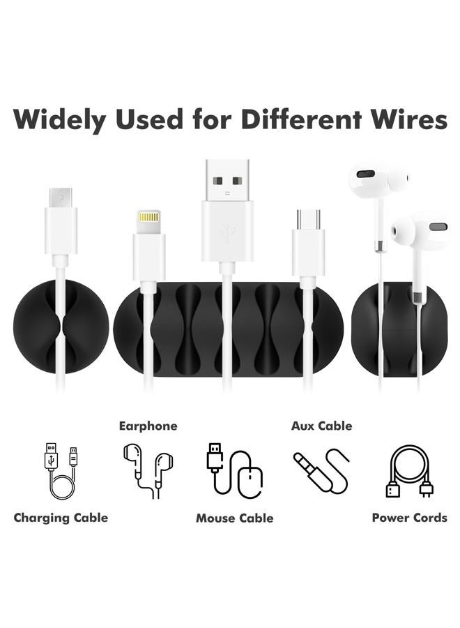 Flezoo Cable Clips Cord Holder - 18 PCS Black Adhesive Phone Cord Organizer Charger Holder Cable Wire Management Clips Keeper for Nightstand, Desk, Office or Mouse - Image 3