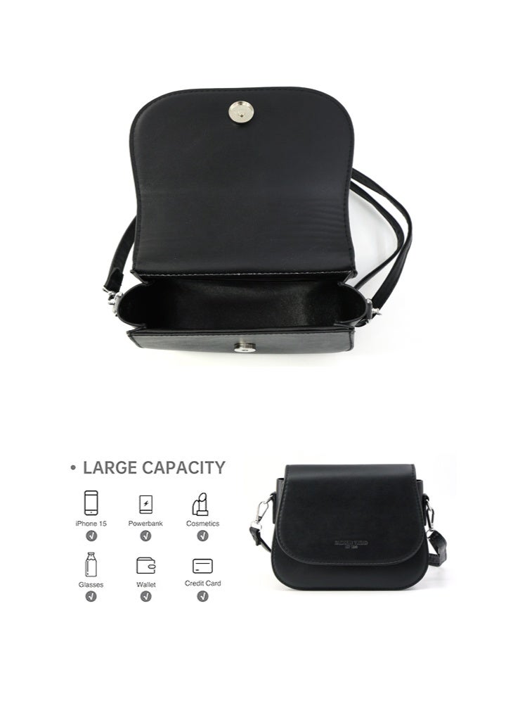 Women's Simple and Fashionable Shoulder Bag, Ladies PU Leather Crossbody Bag Sling Bag Side Bag Carry Bag, Portable Mobile Phone Bag Small Bag Satchel Bag Coin Purse for Girls/College Students - Image 3