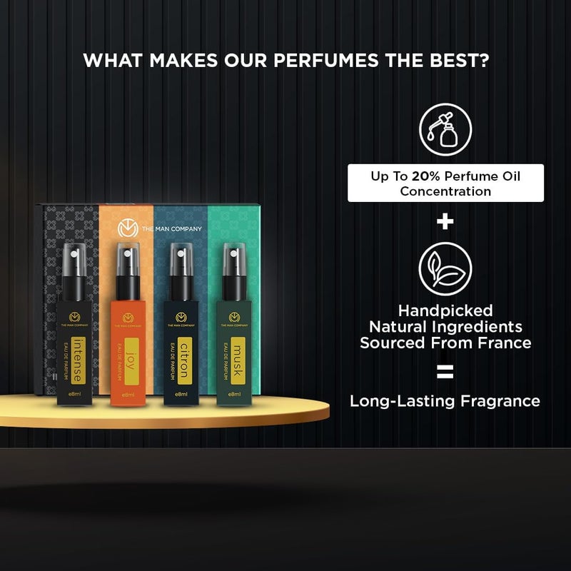 The Man Company Everyday Use Pocket Perfume for Men 4 * 8ml with Intense, Musk,Joy & Citron for Office Going, Party, Date & Travelling | Long Lasting Fragrance Set for Him - Image 2