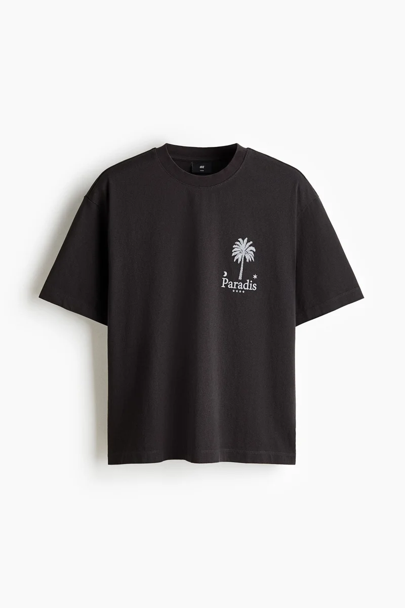 H&M  Relaxed Fit Printed cotton T-shirt for Men | Best Price UAE
