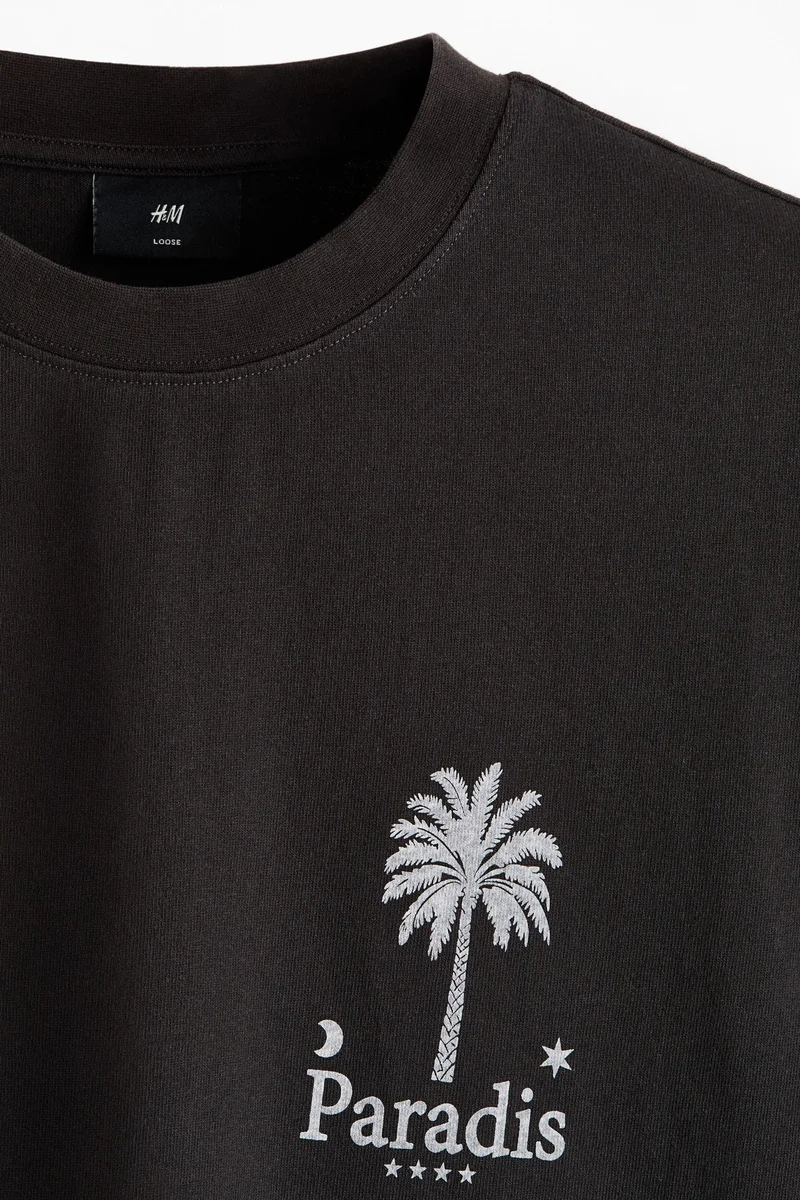 H&M  Relaxed Fit Printed cotton T-shirt for Men | Best Price UAE