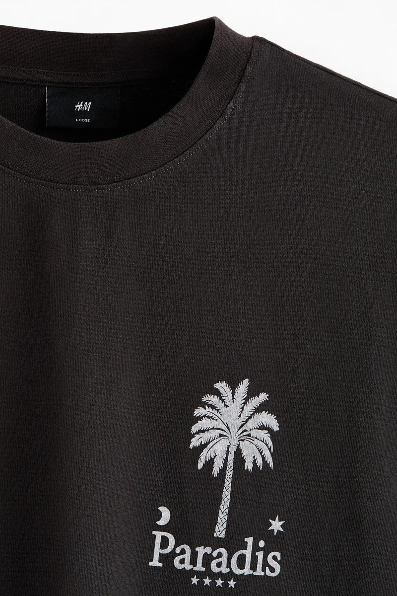 H&M  Relaxed Fit Printed cotton T-shirt for Men | Best Price UAE