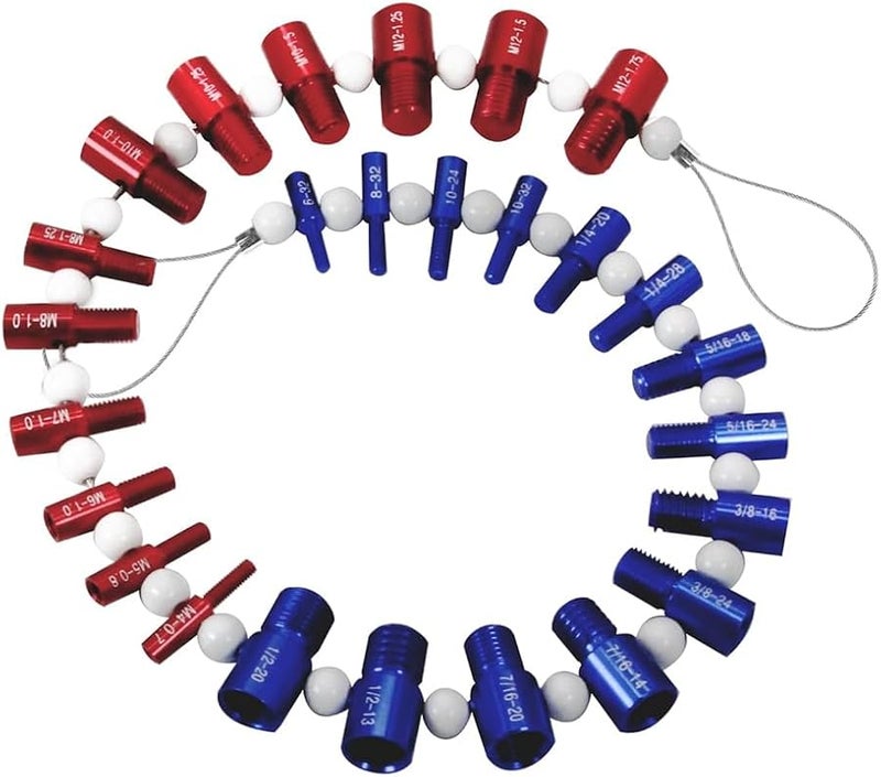 26 Pcs Thread Checker Set Inch and Metric Sizes Nut and Bolt Tester - Image 1