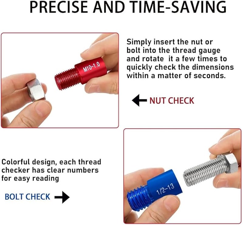 26 Pcs Thread Checker Set Inch and Metric Sizes Nut and Bolt Tester - Image 4