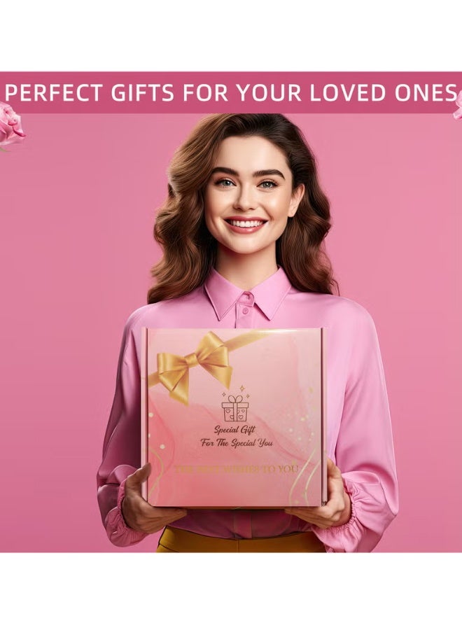 Hanayo طقم هدايا للنساء هدايا عيد ميلاد سلة هدايا للنساء طقم هدايا سبا للسيدات 13 قطعة طقم سلة هدايا سبا مع صندوق هدايا طقم هدايا للاسترخاء للزوجة وأفضل صديقة (وردي) - Image 3