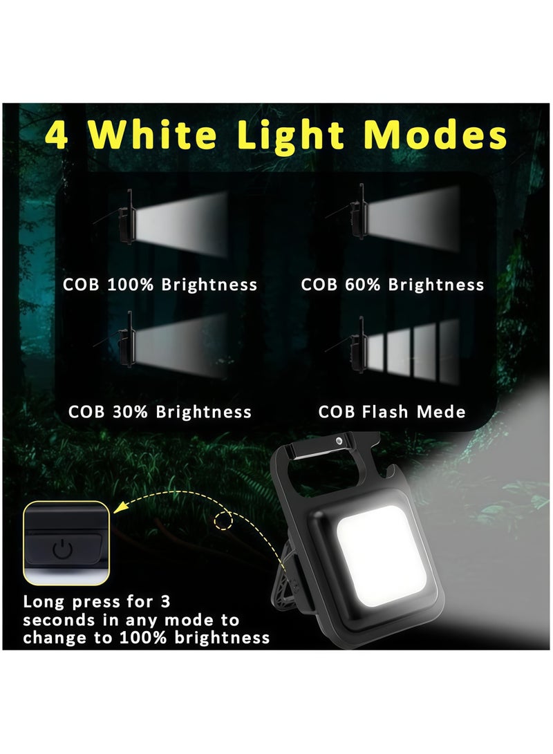 Lurette COB Rechargeable Keychain Flashlight, High Lumen LED Light, Mulit-function Modes, Magnetic Base, Bottle Opener, Emergency, Foldable Stand - Image 2