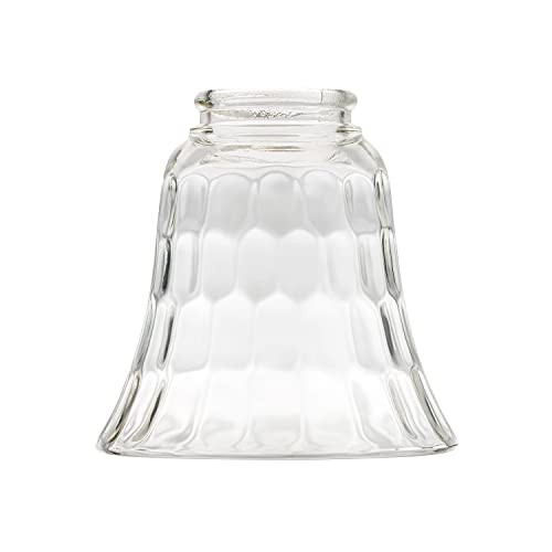 KOR Ceiling Fan Light Covers, Glass Replacement Shades for Ceiling Fans, and Light Fixtures, Bell Shape Clear Glass with Decorative Hammered Finish. Hight 4.75” – Width 4.9” – Opening Fitter Size 2.25”. - Image 5