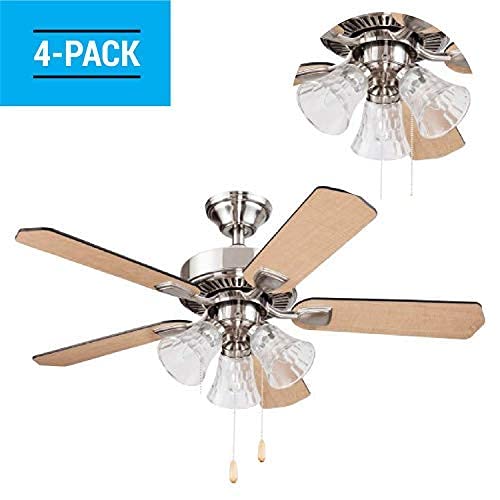 KOR Ceiling Fan Light Covers, Glass Replacement Shades for Ceiling Fans, and Light Fixtures, Bell Shape Clear Glass with Decorative Hammered Finish. Hight 4.75” – Width 4.9” – Opening Fitter Size 2.25”. - Image 3