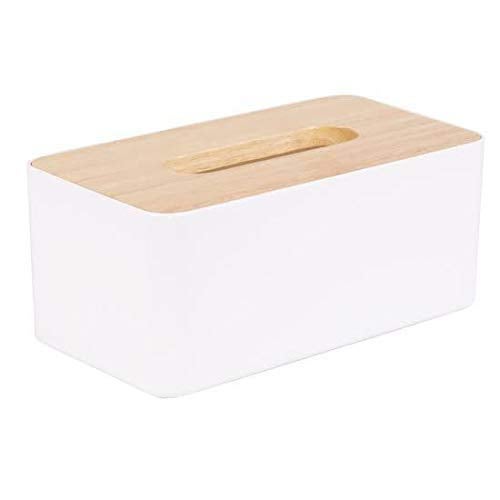 bosig 1pc Square Shape Wooden Cover Plastic Tissue Box Holder Paper Napkin Holder Case Tissue Holder Dispenser Organizer for Car Decor Home Room Hotel - Image 1