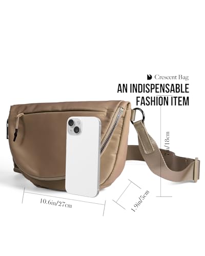 MEISEY Crescent Moon Bag for Women and Men, Fashion Medium Nylon Folding Crescent Moon Single Shoulder Bag with Adjustable Strap, Suitable for Exercise/Running/Hiking/Daily Travel/Work (Coffee) - Image 4