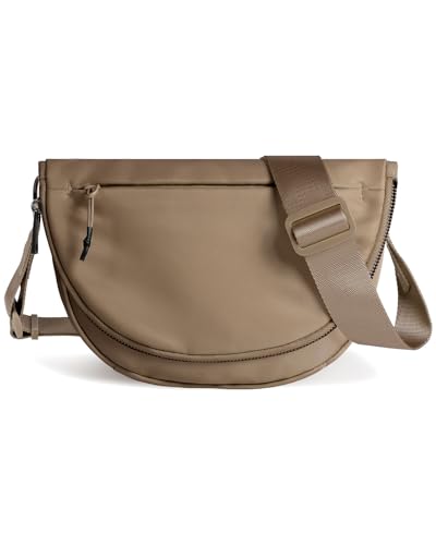MEISEY Crescent Moon Bag for Women and Men, Fashion Medium Nylon Folding Crescent Moon Single Shoulder Bag with Adjustable Strap, Suitable for Exercise/Running/Hiking/Daily Travel/Work (Coffee) - Image 1