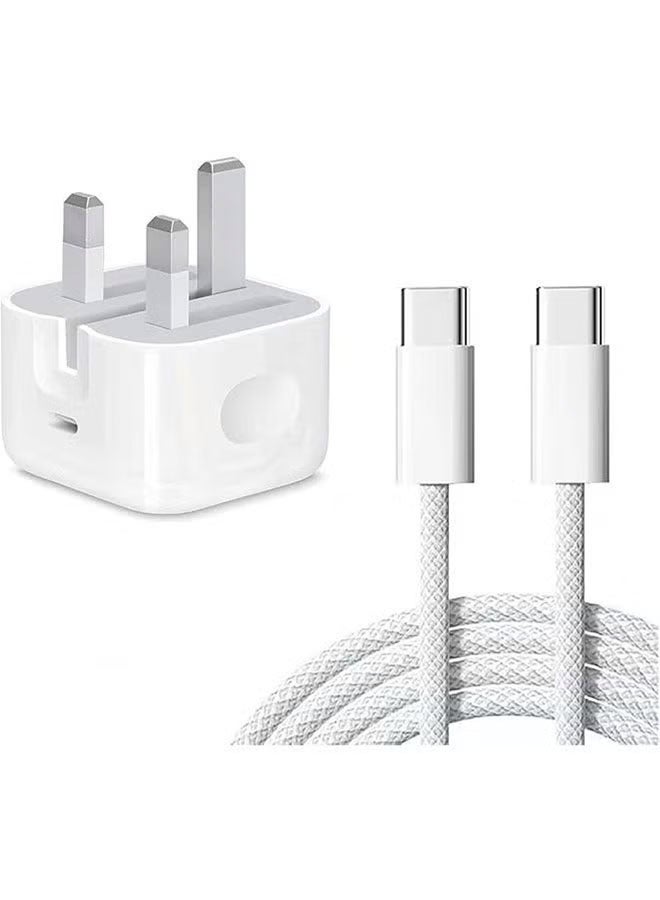 جوي فوكس شاحن سريع 35 واط لآيفون | شاحن حائط USB-C مع كابل شحن من Type-C إلى Type-C - أبيض 02 - Image 1