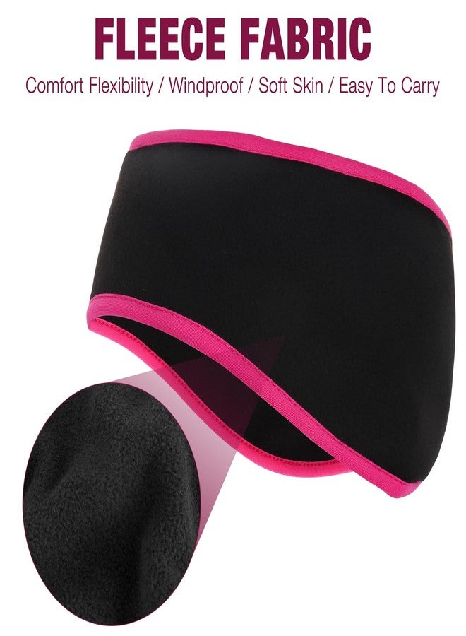 Komake Ear Warmers Headband (Black+Rose red) - Image 5