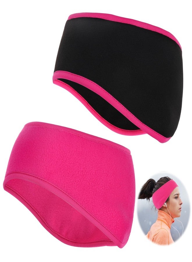 Komake Ear Warmers Headband (Black+Rose red) - Image 1