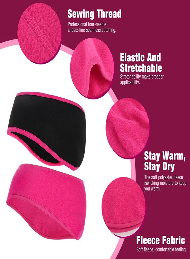 Komake Ear Warmers Headband (Black+Rose red) - Image 4