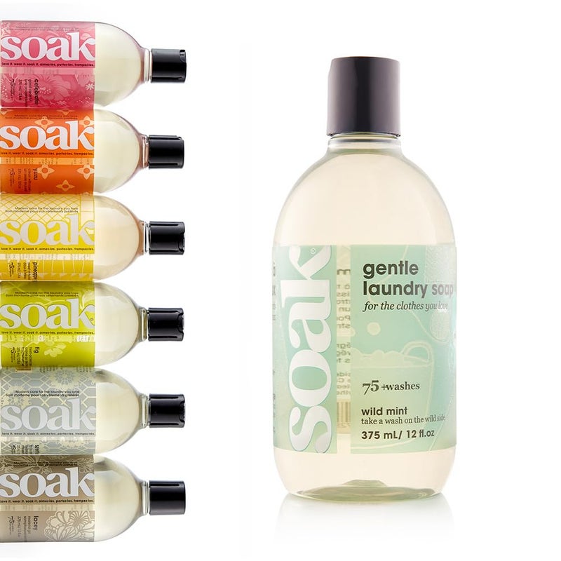 Soak Laundry Soap No Rinse Plant Derived Hand Wash Detergent 375 ml 12 fl oz 75 Washes Wild Mint