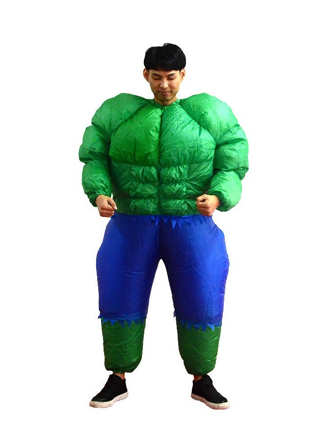 زي رجال العضلات القابل Inflatable للبالغين باللون الأخضر/الأزرق لطول 150-190 سم - Image 1