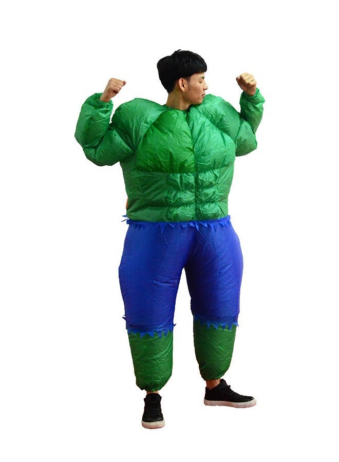 زي رجال العضلات القابل Inflatable للبالغين باللون الأخضر/الأزرق لطول 150-190 سم - Image 2