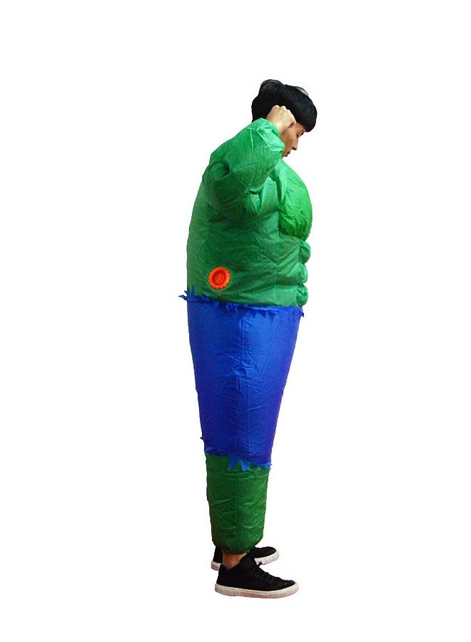زي رجال العضلات القابل Inflatable للبالغين باللون الأخضر/الأزرق لطول 150-190 سم - Image 3