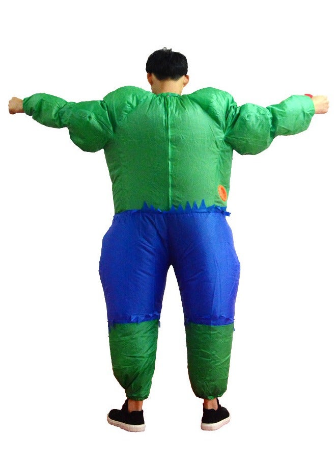 زي رجال العضلات القابل Inflatable للبالغين باللون الأخضر/الأزرق لطول 150-190 سم - Image 4