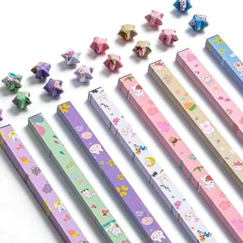 CKNCY 1080 Sheets Cartoon Origami Star Paper Strips 16 Different Styles Lucky Paper Stars Strips for DIY Handmade Crafts - Image 1