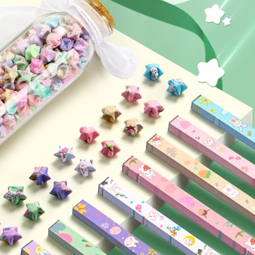 CKNCY 1080 Sheets Cartoon Origami Star Paper Strips 16 Different Styles Lucky Paper Stars Strips for DIY Handmade Crafts - Image 4