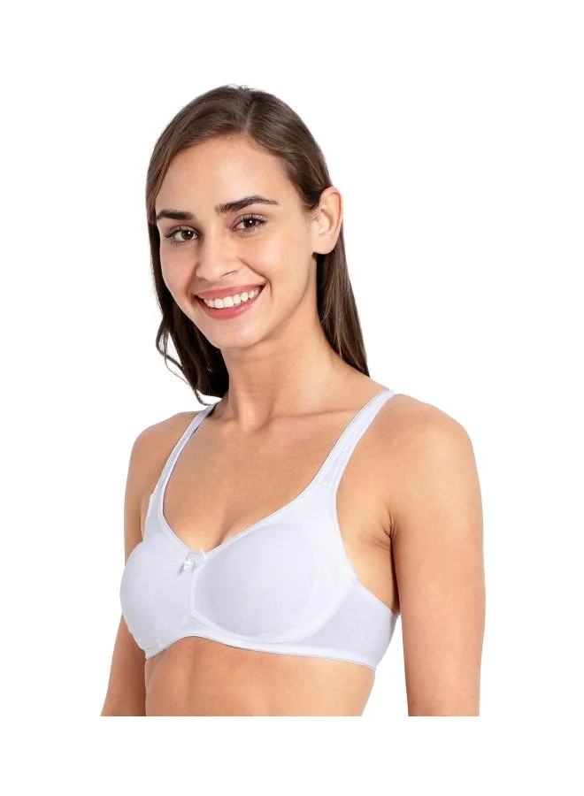 Jockey White 1250 Women Wire free Non Padded Super Combed Cotton Elastane Stretch Full Coverage Everyday Bra with Contoured Shaper Panel and Adjustable Straps for Women | Best Price UAE