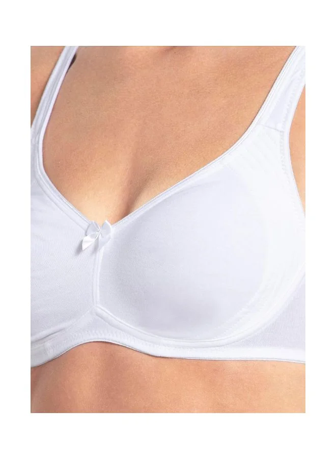 Jockey White 1250 Women Wire free Non Padded Super Combed Cotton Elastane Stretch Full Coverage Everyday Bra with Contoured Shaper Panel and Adjustable Straps for Women | Best Price UAE