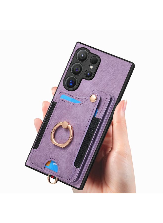 اس-توب جراب لهاتف Samsung Galaxy S25 Ultra 5G بتصميم كلاسيكي مع حلقة ملمس للبشرة ومحفظة متعددة البطاقات - Image 4