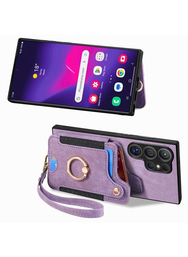 اس-توب جراب لهاتف Samsung Galaxy S25 Ultra 5G بتصميم كلاسيكي مع حلقة ملمس للبشرة ومحفظة متعددة البطاقات - Image 2