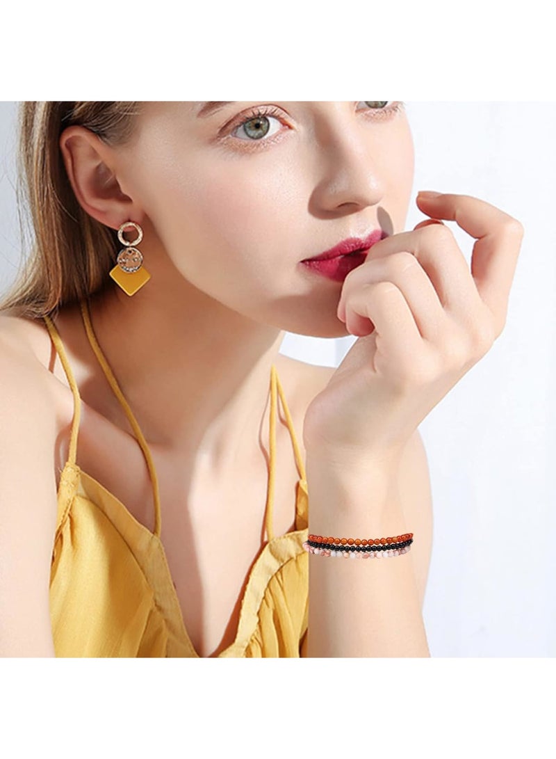 SOLARAE 6 قطع 4 مم أحجار كريمة شبه ثمينة، أساور خرز للنساء والرجال، سوار حجر شفاء كريستالي، سوار خرز قابل للتعديل مرن، هدايا مجوهرات للجنسين - Image 4