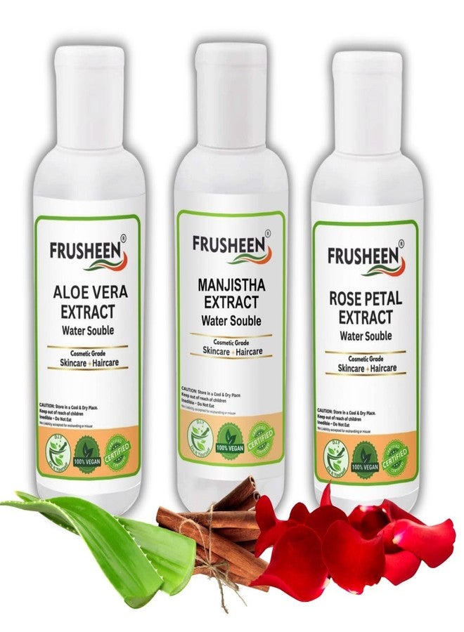 Frusheen مزيج مستخلص الصبار، المنجيستا، والورد السائل - لصنع مستحضرات العناية بالبشرة والشعر في المنزل. يلطف، ينظف، وينعش. لصنع الصابون، التونر، السيروم، غسول الوجه، اللوشن، والكريم. 3 × 100 مل - Image 1
