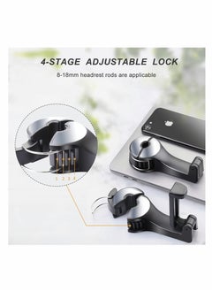 Excefore Car Hooks, Car Seat Hook for Purses and Bags with Phone Holder, Universal 360°Rotation Headrest Hooks Purse Holder for Car, Car Purse Hook Holder 2 Pack  - Image 3